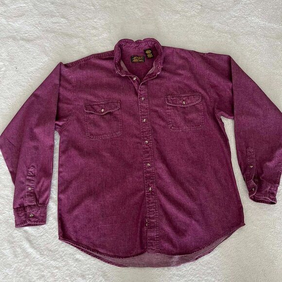 Vintage Eddie Bauer Outdoor Outfitter Button Down Denim Shirt Men's sz 2XL Tall - Picture 3 of 5